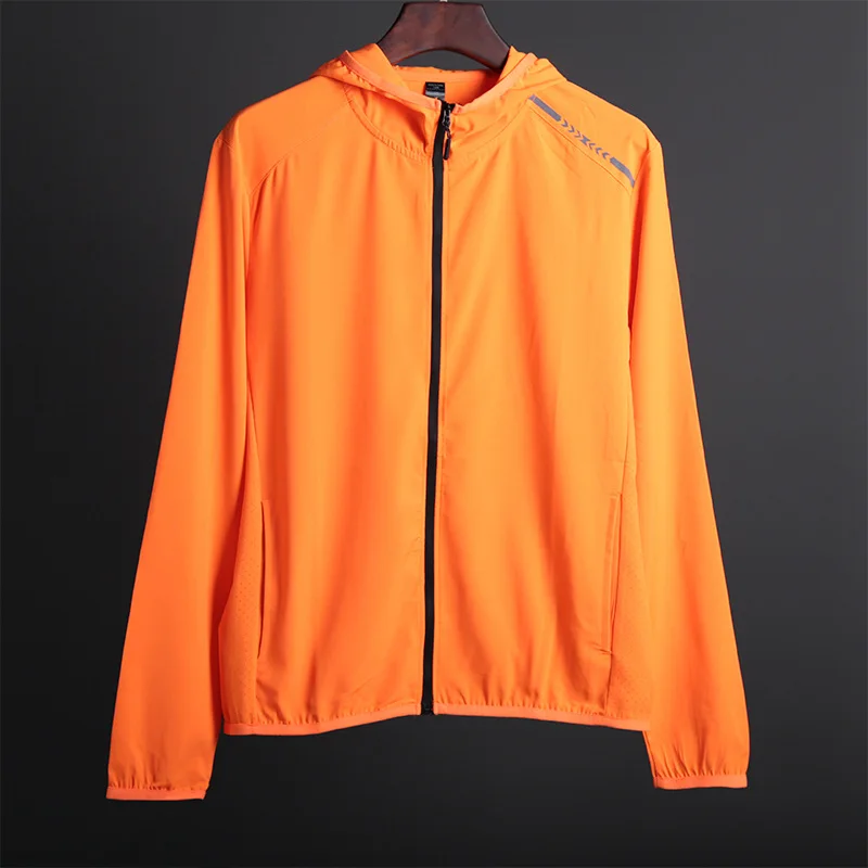 

New Hooded Sport Jacket Reflective Men Fitness Jersey Outdoor Soccer Gym Hoodie Windbreaker Running Sports Coat