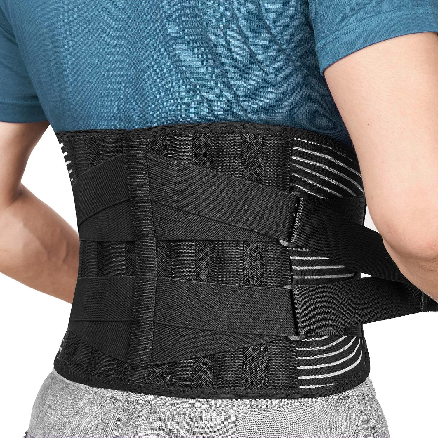 

Air Mesh Back Brace for Men Women Lower Back Pain Relief with 7 Stays, Adjustable Back Support Belt for Work , Anti-skid Lumbar, Black