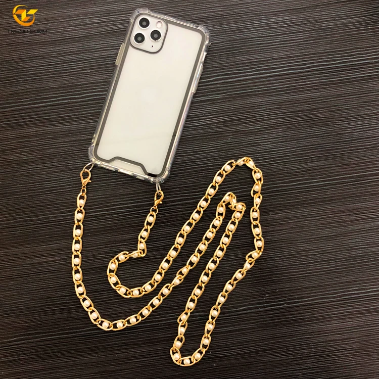 

For iPhone 11 Pro New Fashion Crystal Diamond Chain With Transparent Shockproof Phone Case, Black, blue,pink, red, white