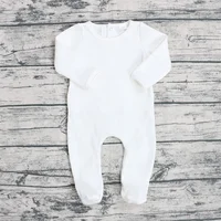 

Newborn baby clothes long sleeve snaps ribbed cotton white baby jumpsuit infant footie baby romper