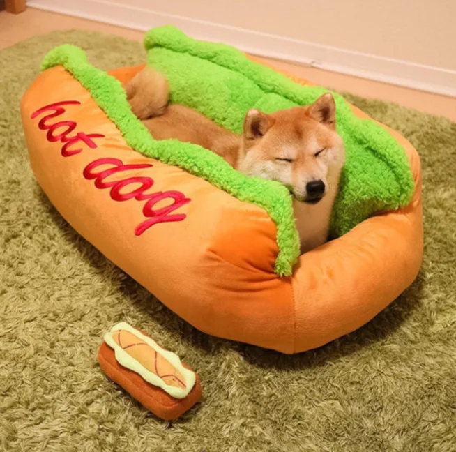 

Hot Dog Bed Dog Lounger Bed Kennel Mat Soft Fiber Pet Dog Puppy Warm Bed, Orange