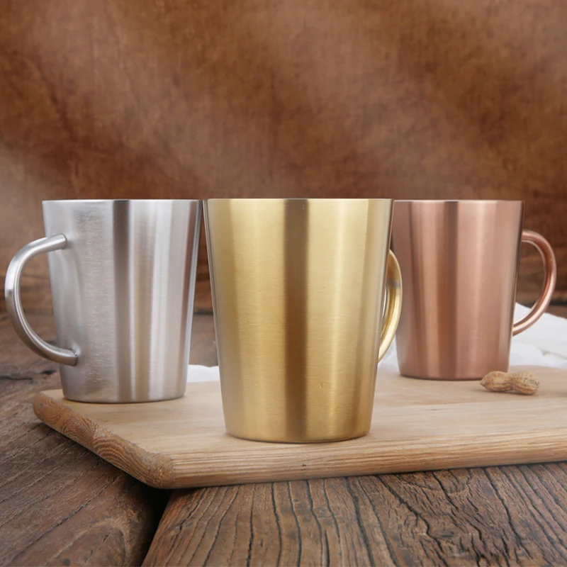 340 ML Stainless Steel 304 Antique Style with Handle Durable Insulated Double Wall Coffee Beer Mug