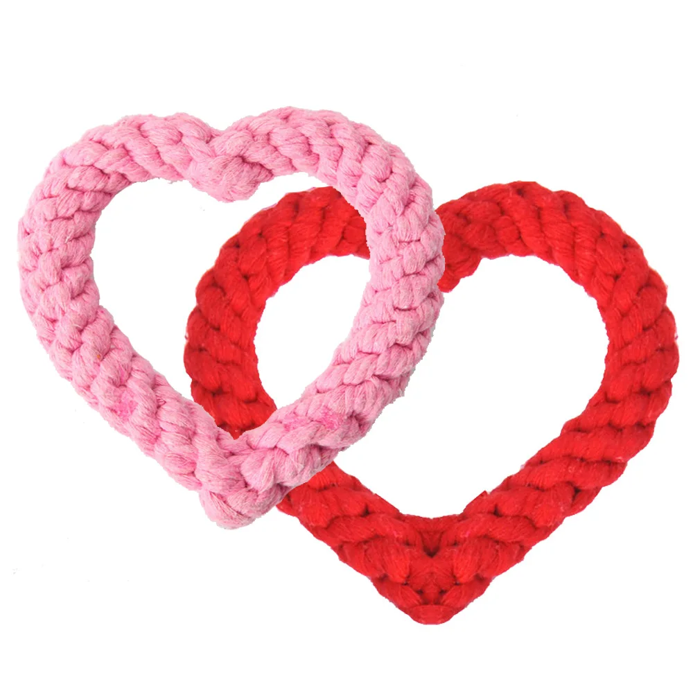 

Wholesale Cotton Interactive Pet Chew Toys Valentine Heart Rope Dog Toys for Pet Outdoor Playing, Red/pink