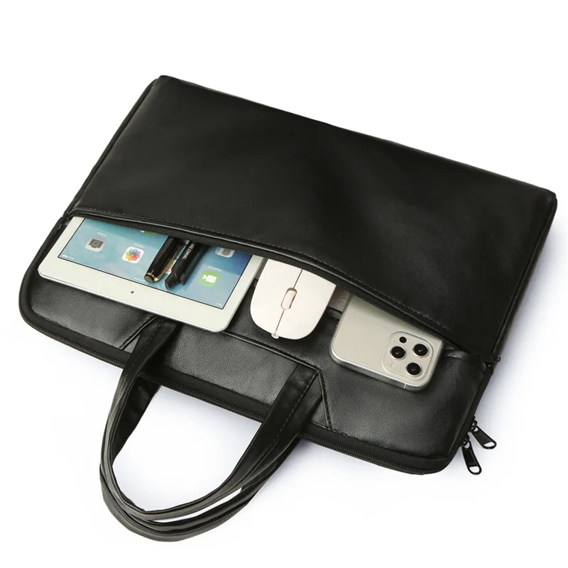 

Men's bag pu leather male briefcase for laptop 15.6'' 14 inch messenger leather bag business portfolio for document A4, Blue,black