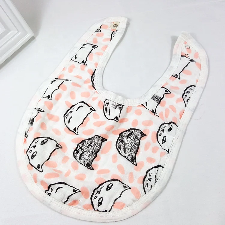 

Big Sale! Miracle Baby 100% Cotton Muslin Baby Bib Adjustable White Printed 3 Layers Baby Bib