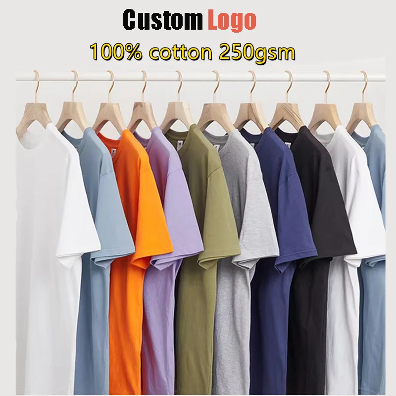 

High Quality Branded T Shirts For Blank 250gsm 100% Cotton 40s Material men's t-shirts bulk custom graphic plain Tshirt