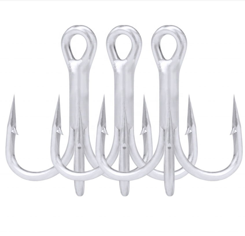 

TOPIND 10pcs/bag wholesale hook high carbon steel fishing treble 4X hooks matt tin treble hook, Matte tin