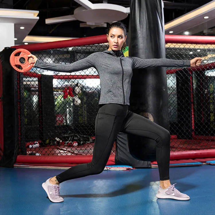

Vetements De Sport Femme New Women Custom Logo Long Sleeve Zipper Blouse Yoga Clothes Sportswear Workout Yoga Hoodie Women