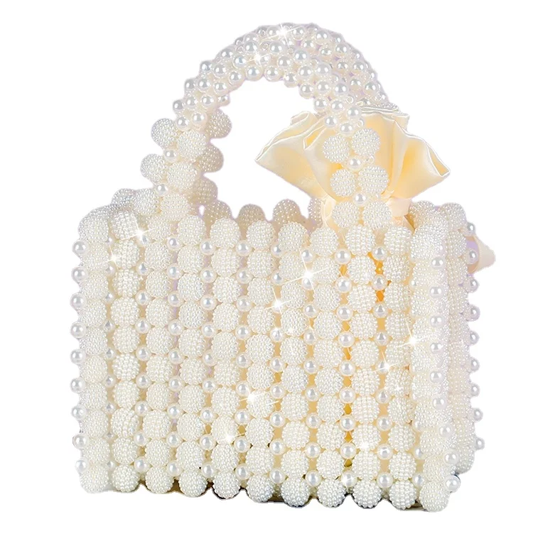 

Pearl Bag Handmade Abs Beaded Fashion Banquet Party Shoulder Women Bag Female Wedding Bags Luxury Women's Coin Purse Handbag, Picture color