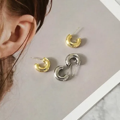 

Newest Trendy Stainless Steel Earrings Geometric Chunky C Hoop Earrings For Punk Women Girls