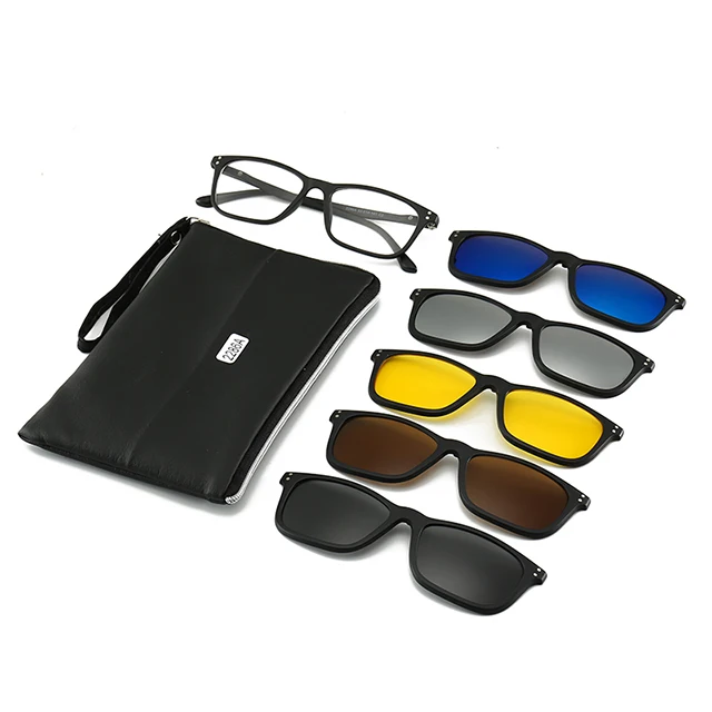 

DLC2286 PC Latest Polarized Mirror Night Vision Glasses square 5 in 1 clip on sunglasses