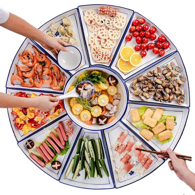

Creative platter family round table dinner plate ceramic plate salad tableware combination tableware set