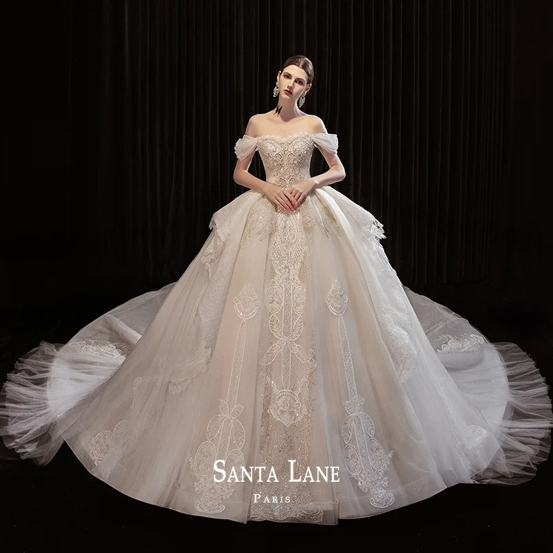 

Gorgeous Long Sleeve Ball Gown Plus Size Wedding Dress Bridal Mermaid Bridal Gown Crystal Dress Wedding From China, White