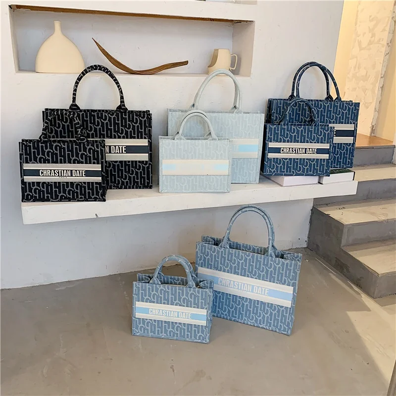 

2020 Custom Ladies Letters Frosted Canvas Handbags luxury tote bags women handbag latest purse women hand bags