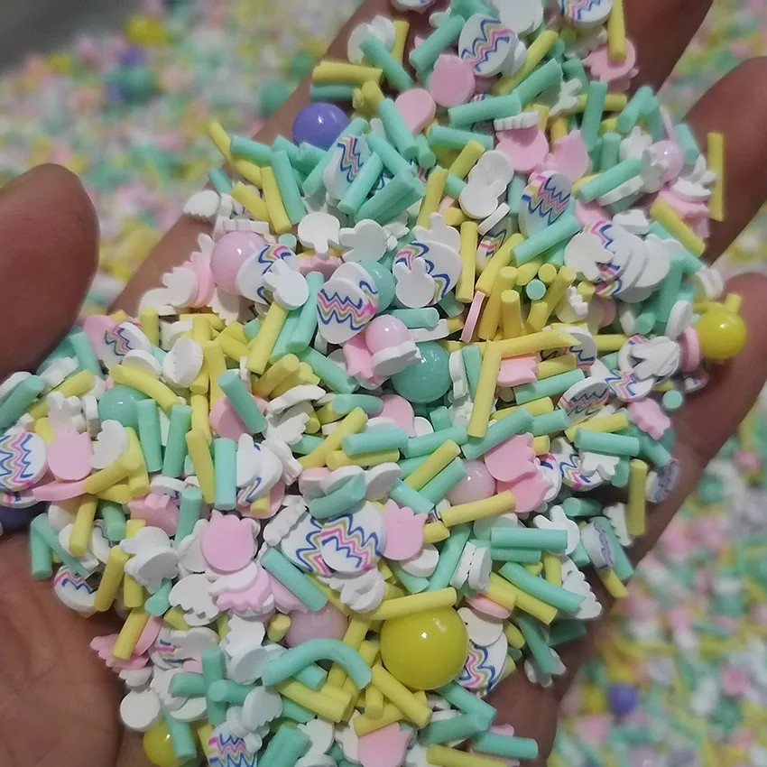 1kg DIY Slime Sprinkles Mini Bunny Bunny Decorated Egg With Acrylic Beads Easter Polymer Clay Sprinkles Slices