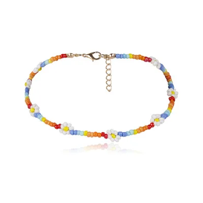 

2019 Handmade Enamel Miyuki Beads Choker Necklace Rainbow Color Flower Charm Necklace Beach Jewelry for Women Girls