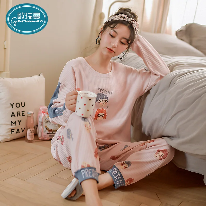 cotton couple pajamas suit leisure home nighty sleepwear