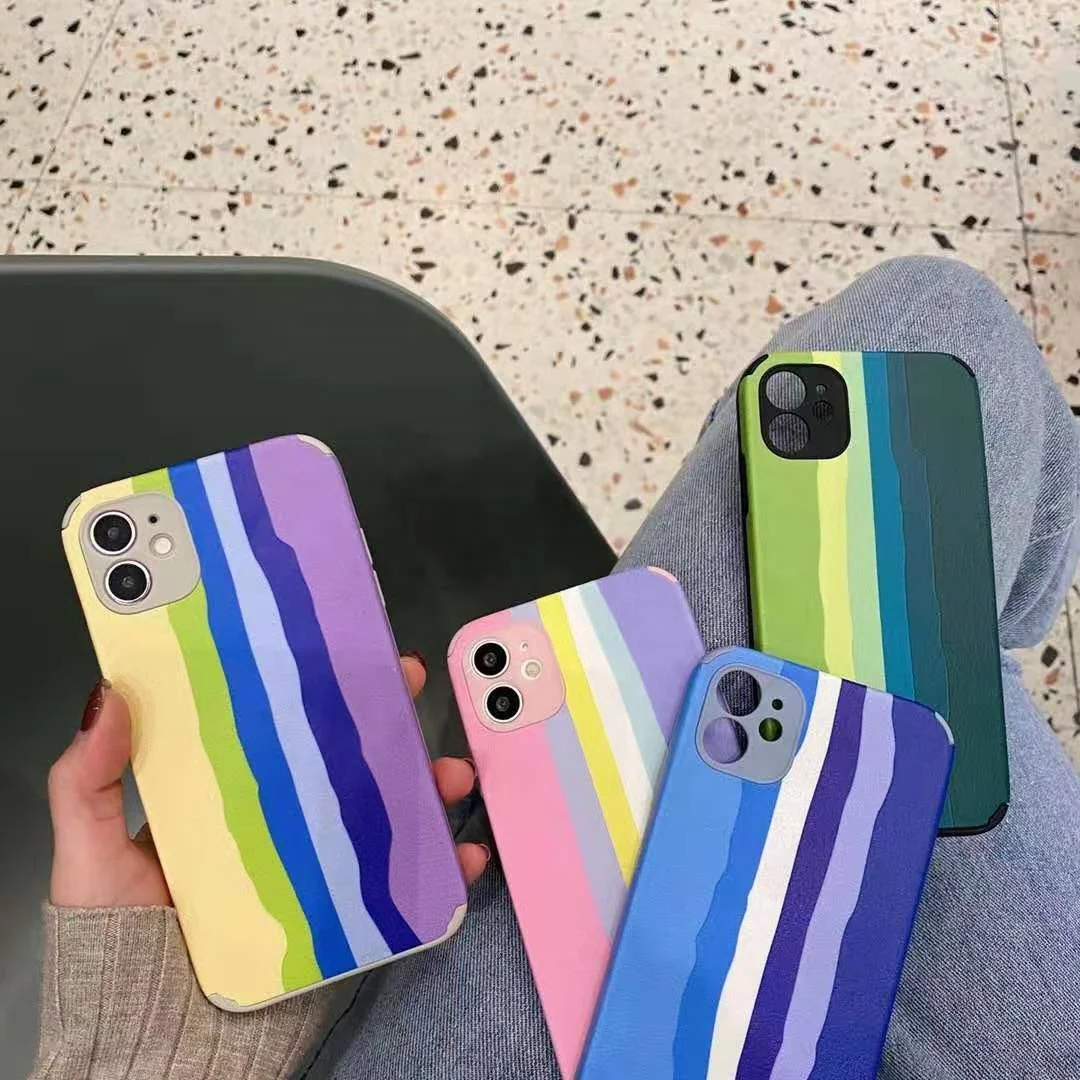 

colorful Rainbow Liquid Silicone Shockproof Coverage Protective CaseFresh Phone Case for iphone 7/8x/11/12/12pro