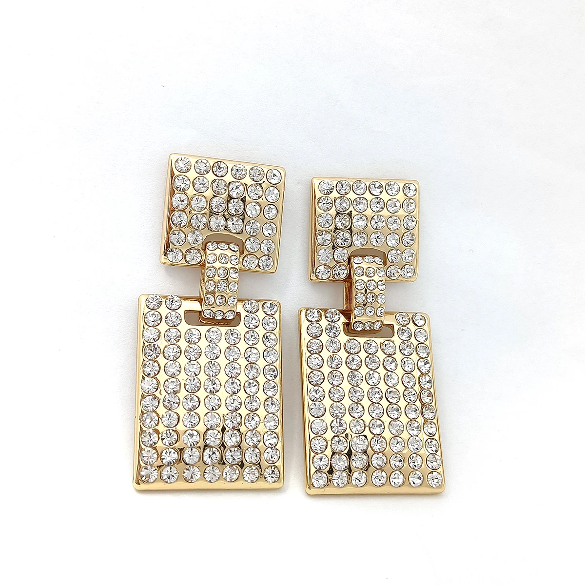 

High fashion special style designed stud with huge square polished gold plated earring