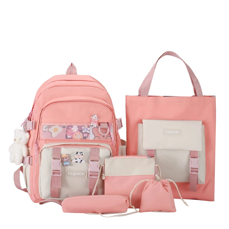 

5 pack 2022 new fashion school bag set cute college backpack set school bag and lunch bag set