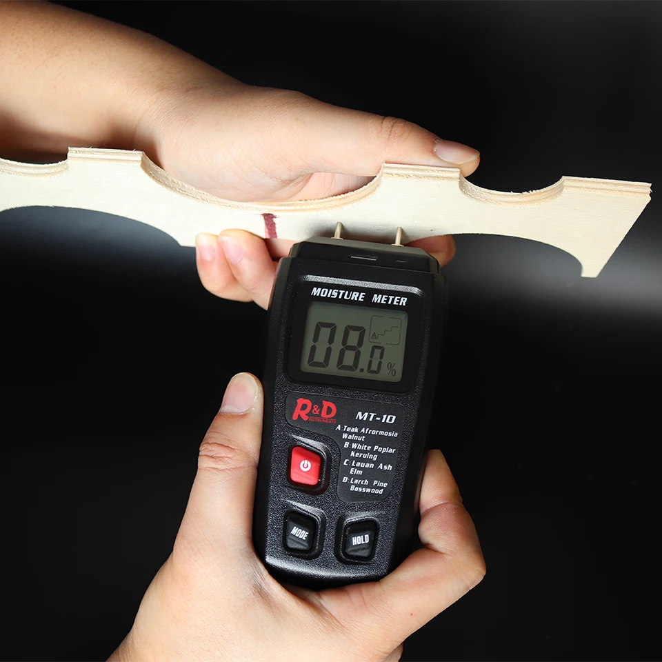 
R&D MT-10 EMT01 Wood Moisture Meter Wood Humidity Tester Hygrometer Timber Damp Detector Tree Density tester ABCD groups Black 