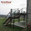 Prefab outdoor wood composite stair steps stainless steel glass deck stairs