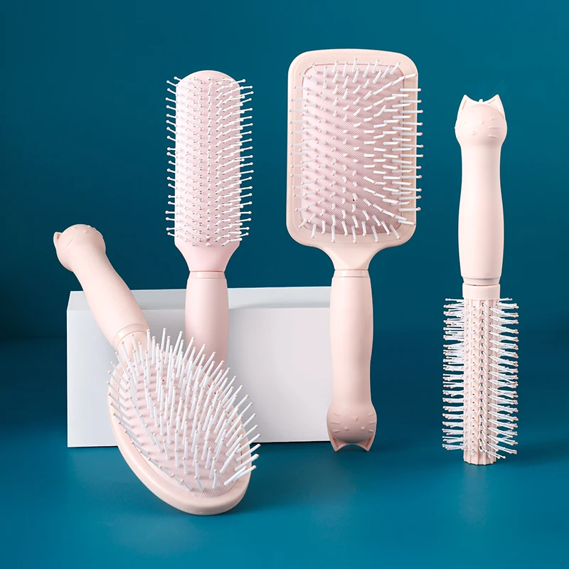 

banfi professional salon sweet cat pink comb hair custom logo round square paddle and cushion flat detangle hair brush