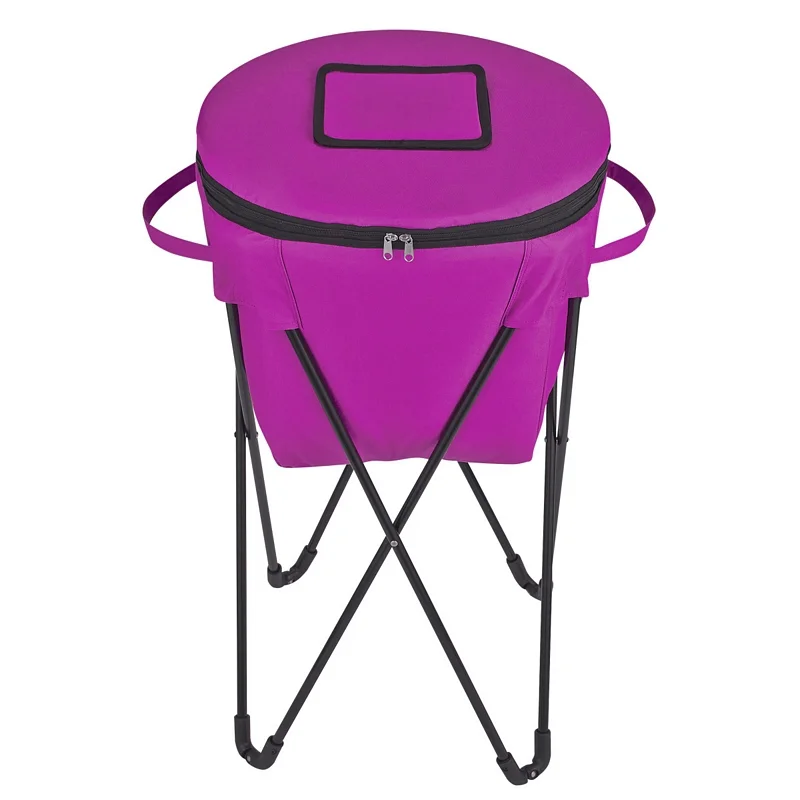 

Custom Made Round 600D Oxford Wholesale Outdoor Portable Picnic Steel Frame Cooler Insulated Camping Bag With Stand