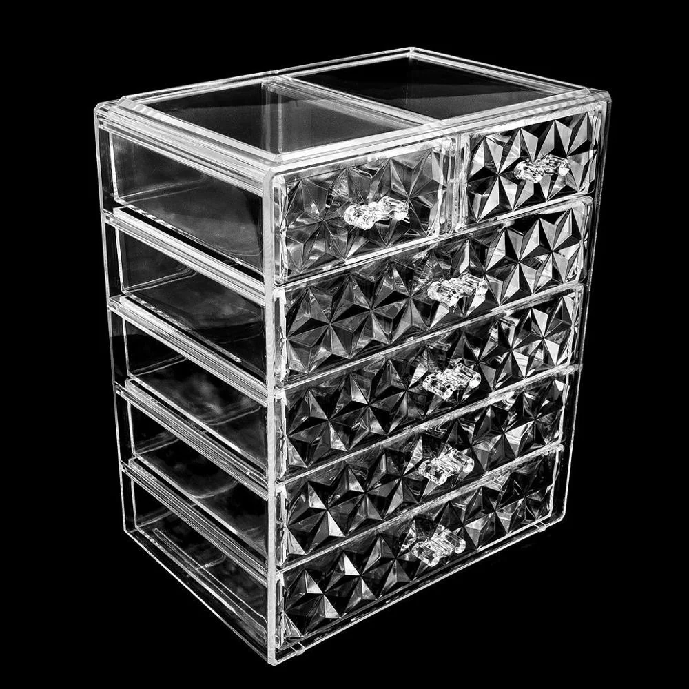 

Acrylic transparent Makeup Organizer Storage Boxes Make Cosmetics Brush Organizer home Drawers Cotton Swabs Stick Storage case