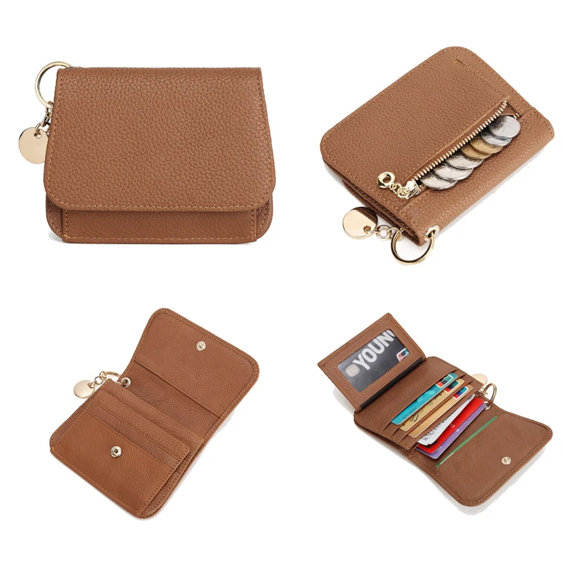 

Korean Leather Women's Wallet Short Ins Fashion Leather Card Holder Zipper Wallet Trifold Leather Female Purse Petal Coin Purse