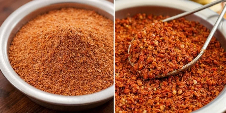A well-stocked spice rack with homemade fajita seasoning center stage