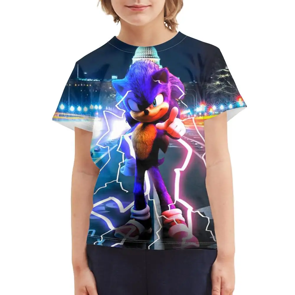 

Oem Wholesale Custom Anime Sonic The Hedgehog Kids Youth T Shirt Fashion 3D Print Crew Neck Short Sleeve T-Shirts Tees for Boys, Customized color