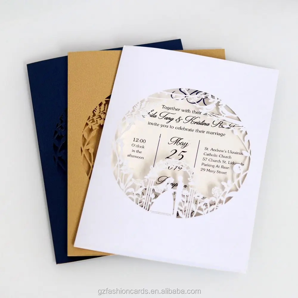 

Marriage Invitation Card Wedding Cards Iridescent Paper and custom laser cut birthday invitation cards