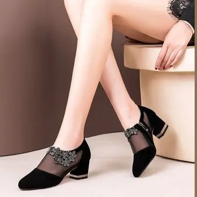 

Woman high heels shoes party mesh ladies party lace classics high heels crystal zipper crystal solid platform sandals