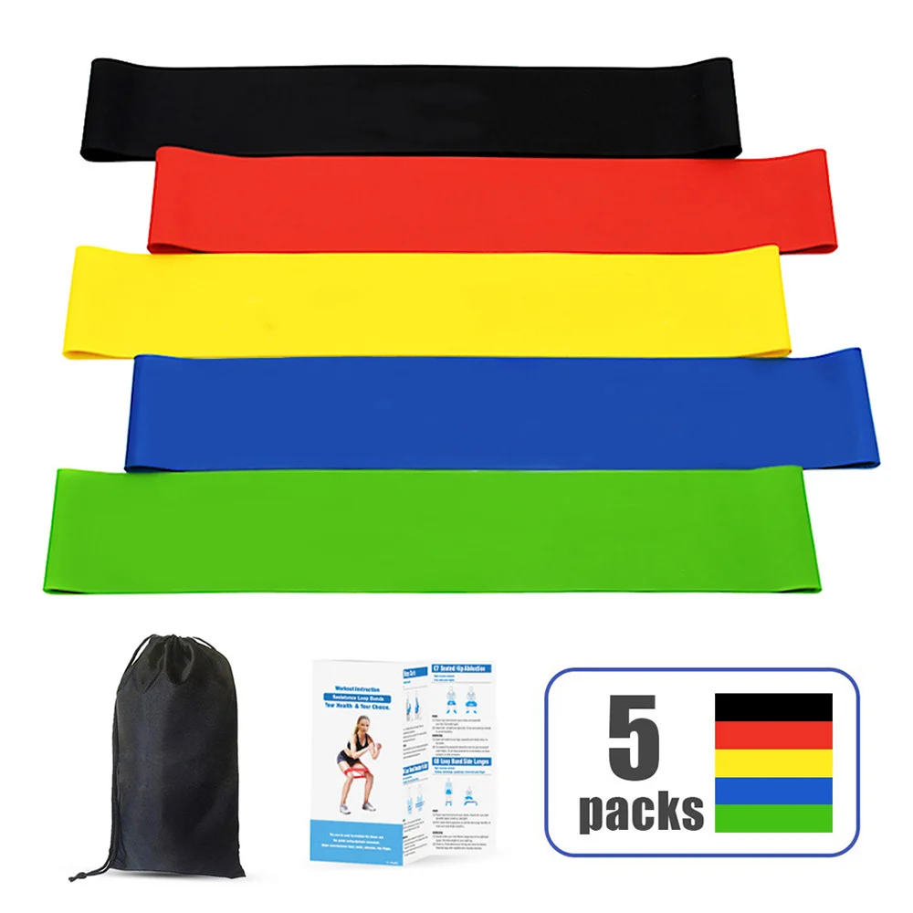 

5 Packs Comfy latex Exercise Resistance Bands Resistance Loops Fitness Body Bands Heavy Resistance Workout Bands for Outdoor, Yellow,green,red,blue,black