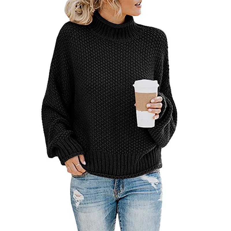 

Womens Long Sleeve Pullover Loose Turtleneck Oversized Sweaters Wholesale