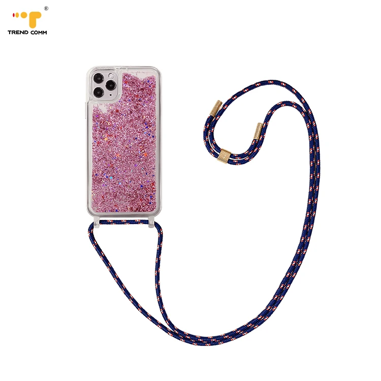 

Mobile Cover Glitter Liquid Removable Phone Necklace For iPhone 11 Pro Max