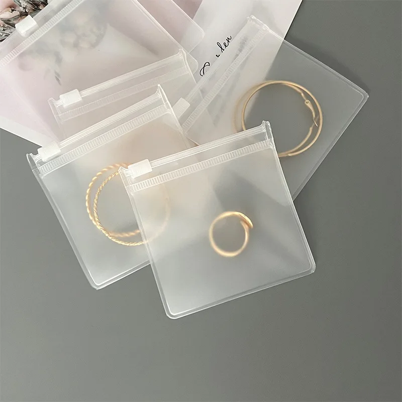 

SC Jewelry Zipper Buckle Transparent Bags For Necklaces Earrings Bracelets Dustproof Thick Jewelry EVA Frosted Ziplock Bags