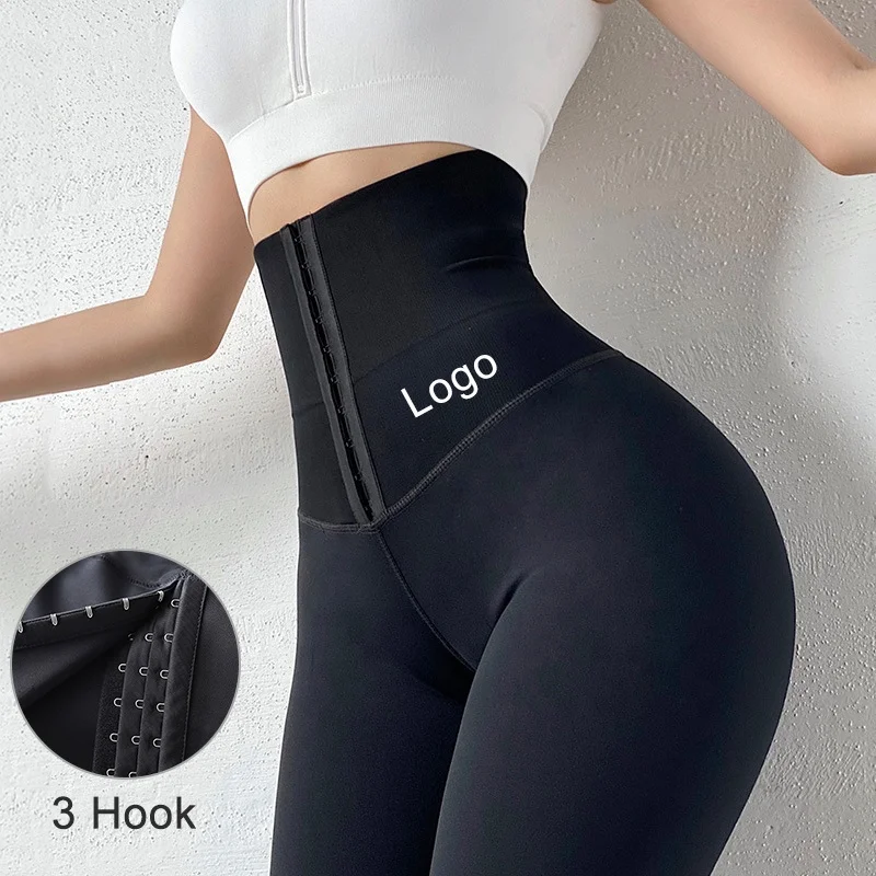 

Dropship Custom Butt Lift Ladies Girl Shaper Woman Yoga Pants Hook Belt Faja High Waist Corset Waist Trainer Leggings Plus Size, Pink, yellow, gray, navy blue, black, bean green, wine red