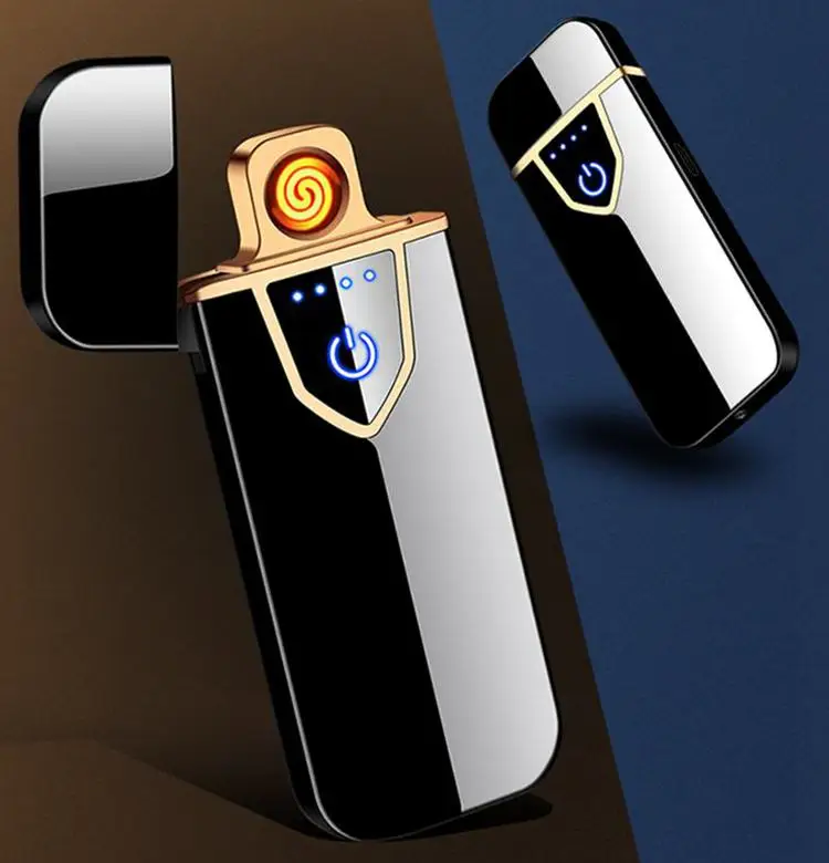 Customized Windproof Metal Flameless USB Rechargeable Electronic Touch Lighter.jpg