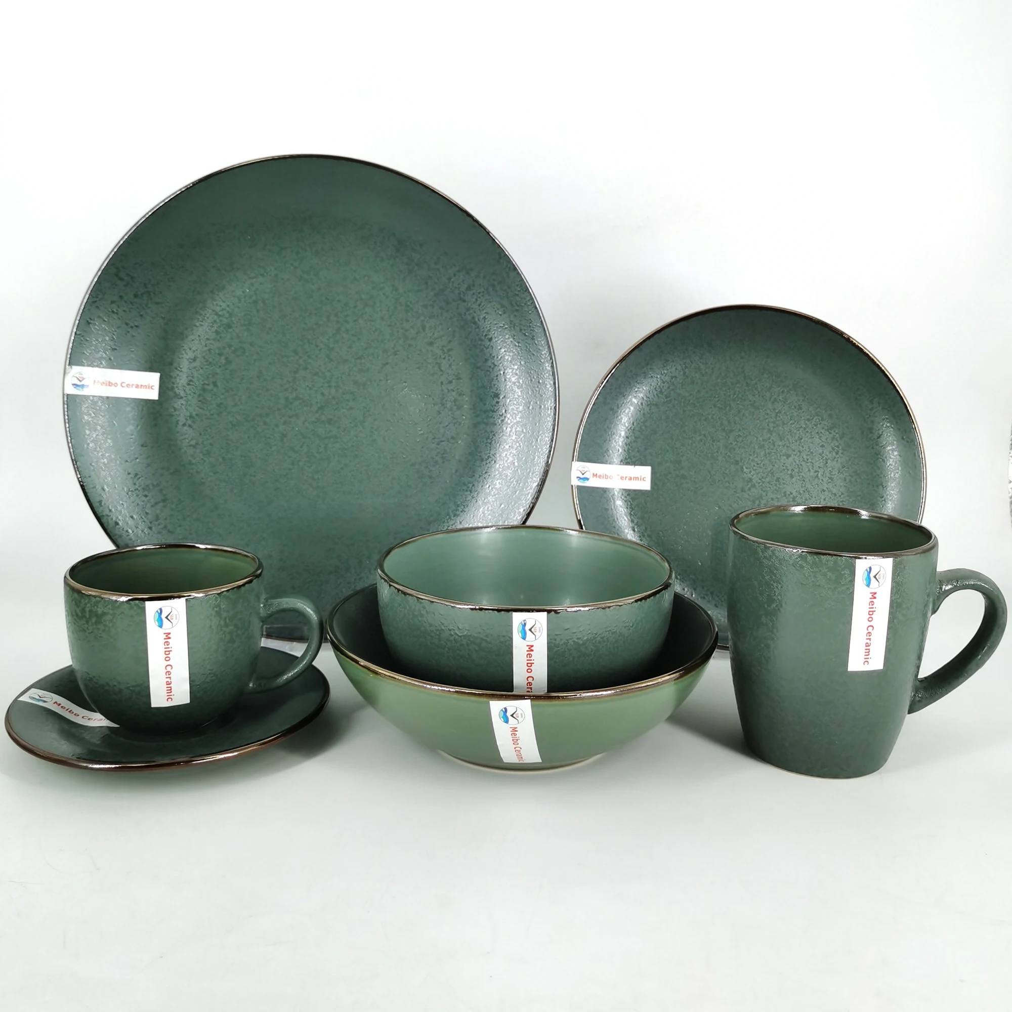 Good Quality Stoneware Solid Color Glazed Dinner Set 16pcs Western