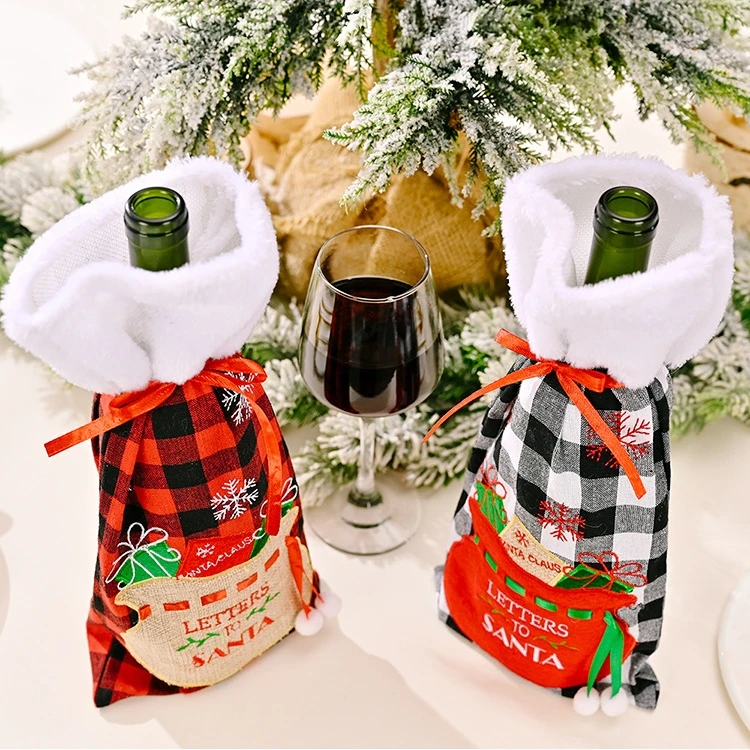 

Free Shipping Christmas Wine Bottle Cover Bag Christmas Decorations Bottle Cover Merry Christmas Ornaments For Home Table Decor