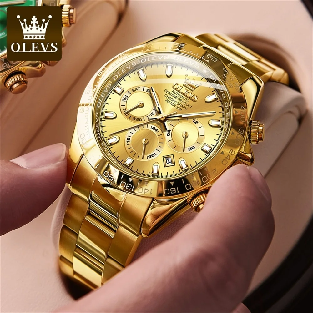 

OLEVS 6638 Gold Stainless Steel Waterproof Custom Logo Automatic Watch Men Wrist Skeleton Mechanical Watches
