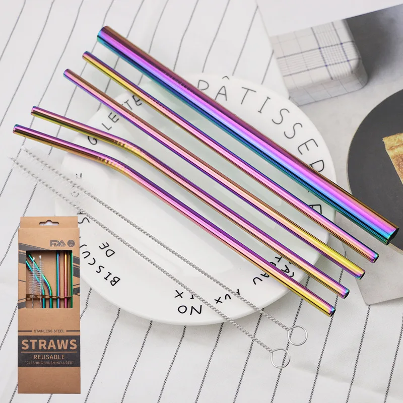 

Cheapest Colorful 304 Stainless Steel Drinking Metal Straw Set With Paper Box, Silver,gold,rose gold,rainbow,black