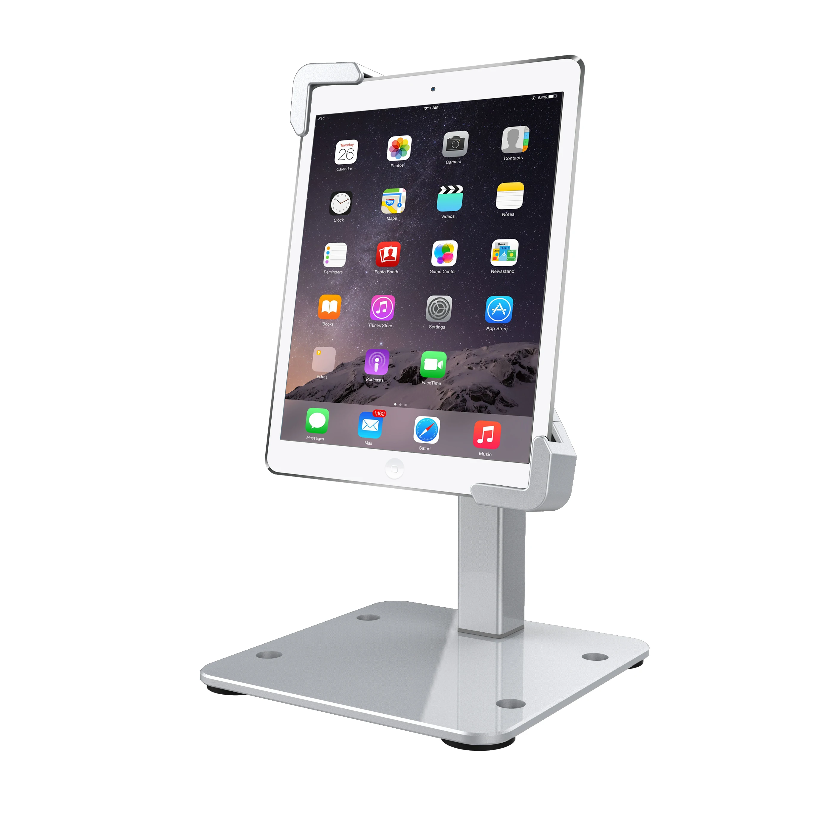 

2021 New Arrival Aluminium Alloy Security Anti Theft Desk Tablet PC Stand With Lock, Silver