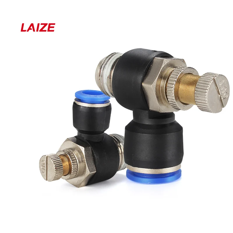 

SL one touch speed control and one-way throttle valve Plastic and Brass Pneumatic Fitting for Pipe Connection