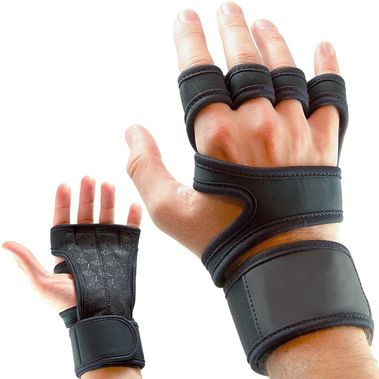 

High quality cheap adjustable custom half finger workout sport gym fitness weightlifting gloves, Black