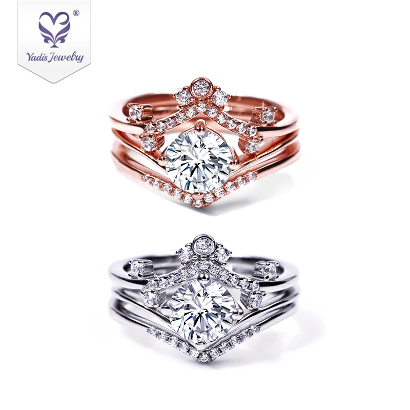 

Yadis Trendy Jewellery Gold Filled Sterling 925 CZ Moissanite Engagement Wedding Rings Set On Clearance