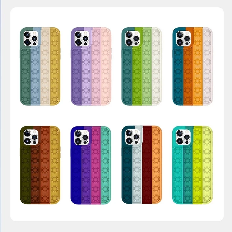 

new arriva push bubble 3d cute silicone phone case for iphone 12 pro max mobile back cover case boys girls toy phone case, Multi colors