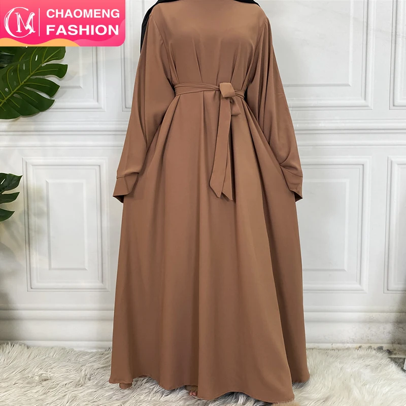 

6394# EID Abaya Dubai Turkey Solid Color Simple Modest Kaftan Islamic Clothing Abaya Muslim Dresses For Women, 10 colors